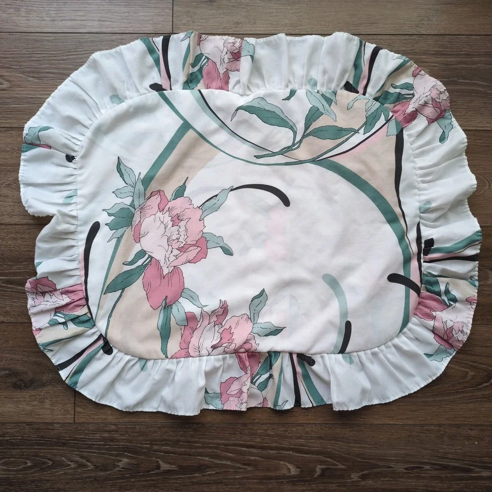 Vtg Springmaid Anastasia Andre Richard Standard Pillow Shams Ruffle Floral Set